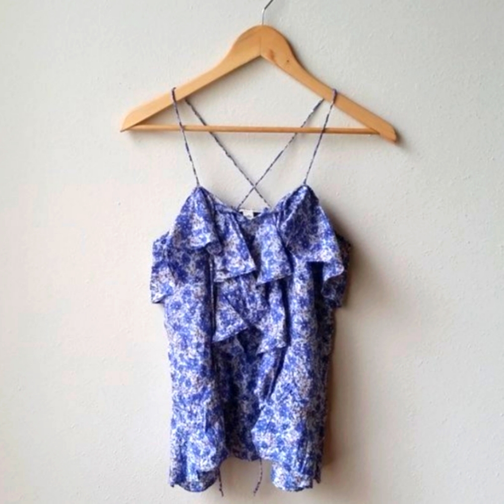Banana Republic Blue Floral Silk Camisole